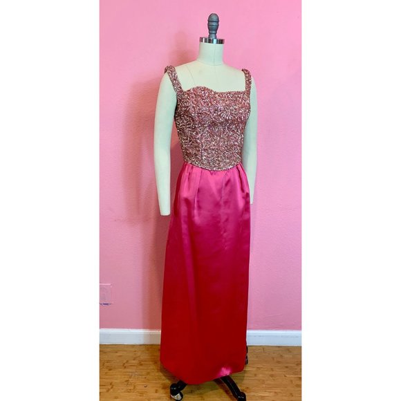 Vintage 1960s Designer Emma Domb Hot Pink Gown Med - Picture 2 of 10